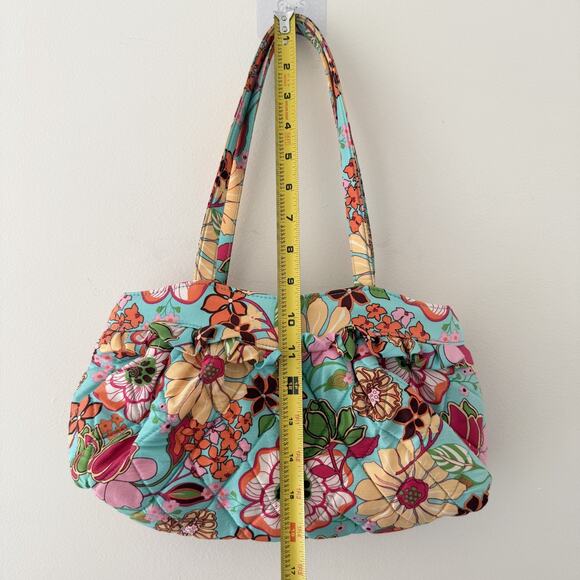 Bright Floral 100% Silk Shoulder Bag Quilted Tropical Y2K Retro Purse Girly - Picture 7 of 7